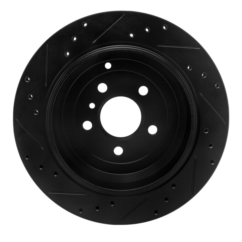 Mercedes-Benz GL350 Brake Rotor (1) - Rear Right - R1 Concepts - Drilled & Slotted - Black - `06-`12